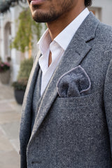 Einstecktuch für Herren, hellblau, aus Tweed-Wollmischung