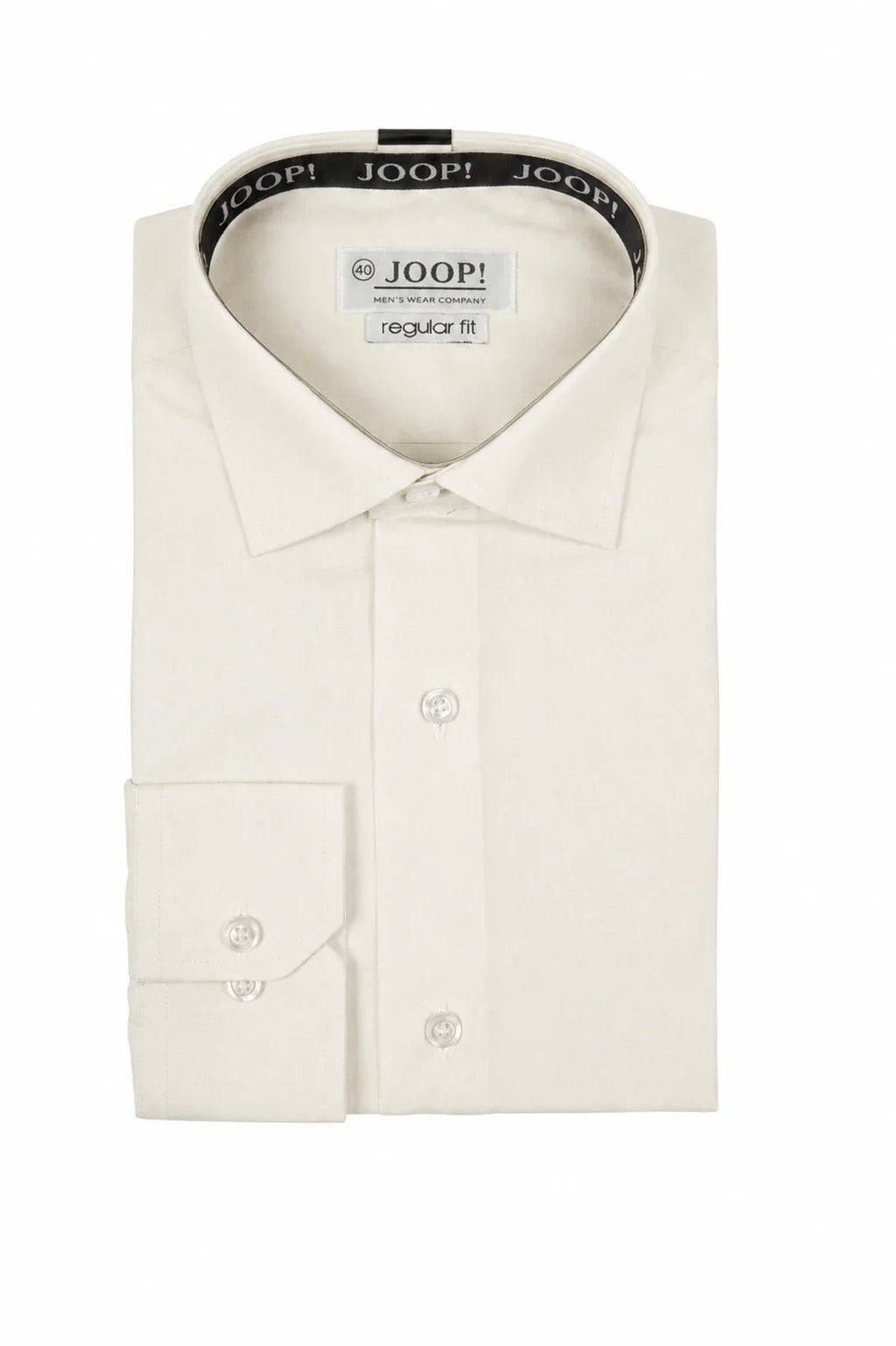 Herren-Langarmhemd mit Knopfleiste – Creme