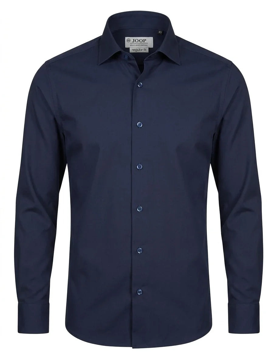 Herren-Langarmhemd mit Knopfleiste – Marineblau