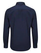 Herren-Langarmhemd mit Knopfleiste – Marineblau