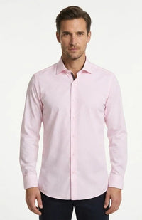 Herren-Langarmhemd mit Knopfleiste – Rosa