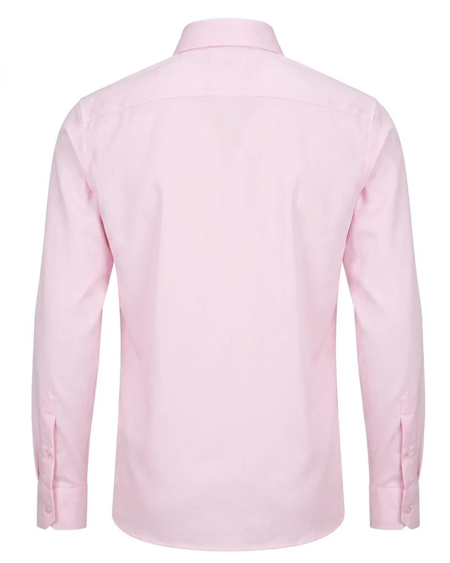 Herren-Langarmhemd mit Knopfleiste – Rosa