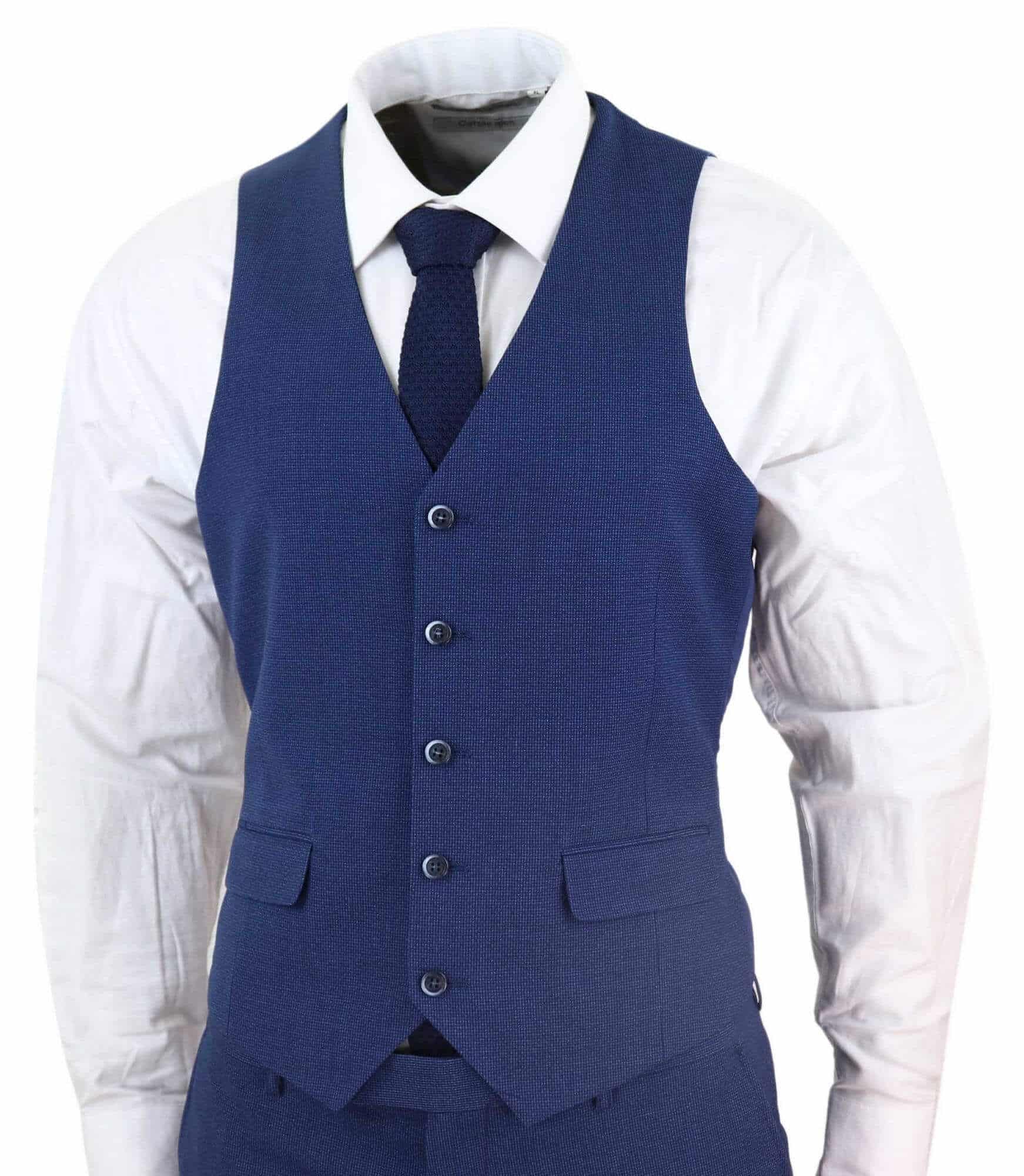 Mens Navy-Blue 3 Piece Wedding Suit
