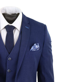 Mens Navy-Blue 3 Piece Wedding Suit
