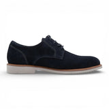 Herren-Derbyschuhe aus marineblauem Wildleder mit schlichter Zehenpartie