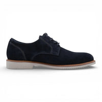 Herren-Derbyschuhe aus marineblauem Wildleder mit schlichter Zehenpartie