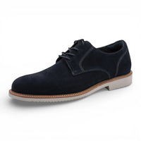 Herren-Derbyschuhe aus marineblauem Wildleder mit schlichter Zehenpartie