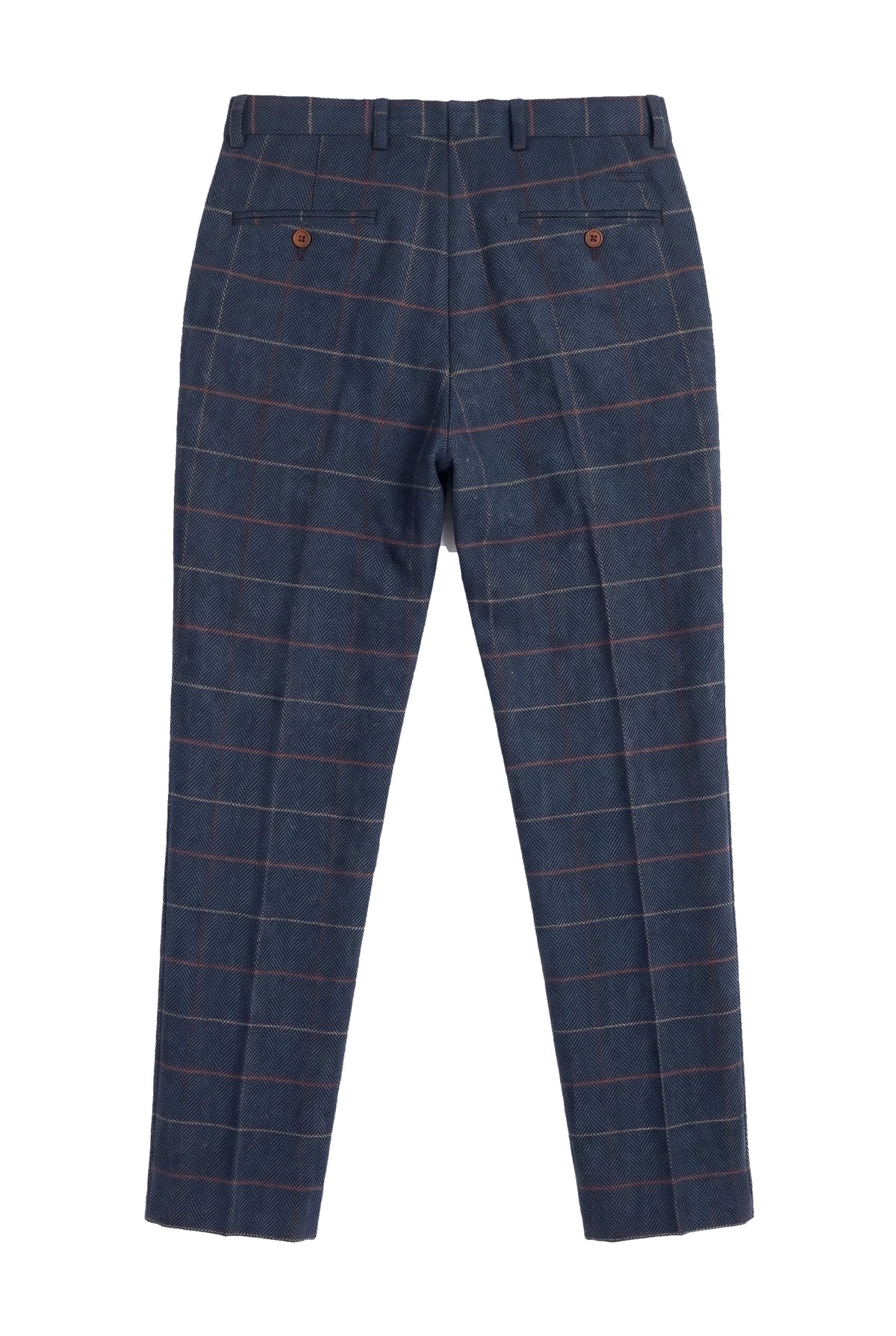 Herren Marineblau Wein Hose Check Fischgrät Tweed Vintage Neu Marc Darcy