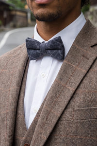 Herren-Fliege aus marineblauem Tweed