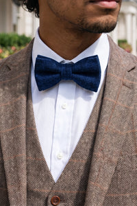 Herrenfliege aus marineblauem Tweed-Wollmischgewebe