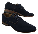 Mens Nubuck Suede Laced Smart Casual Shoes Navy Blue Brown Black