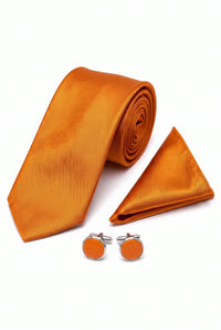 Orangefarbenes Krawatten-Set für Herren
