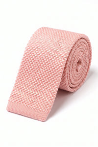 Rosa Strickkrawatte für Herren mit flachem, quadratischem Ende