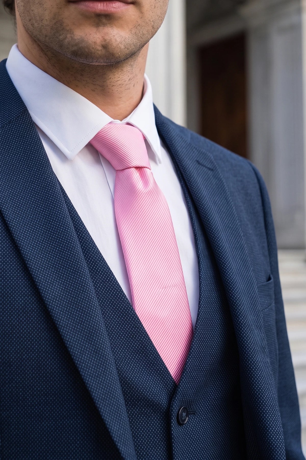 Herrenkrawatte, schmal, 6 cm, einfarbig, rosa