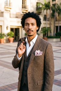 Einstecktuch für Herren aus rosa Tweed-Wollmischung