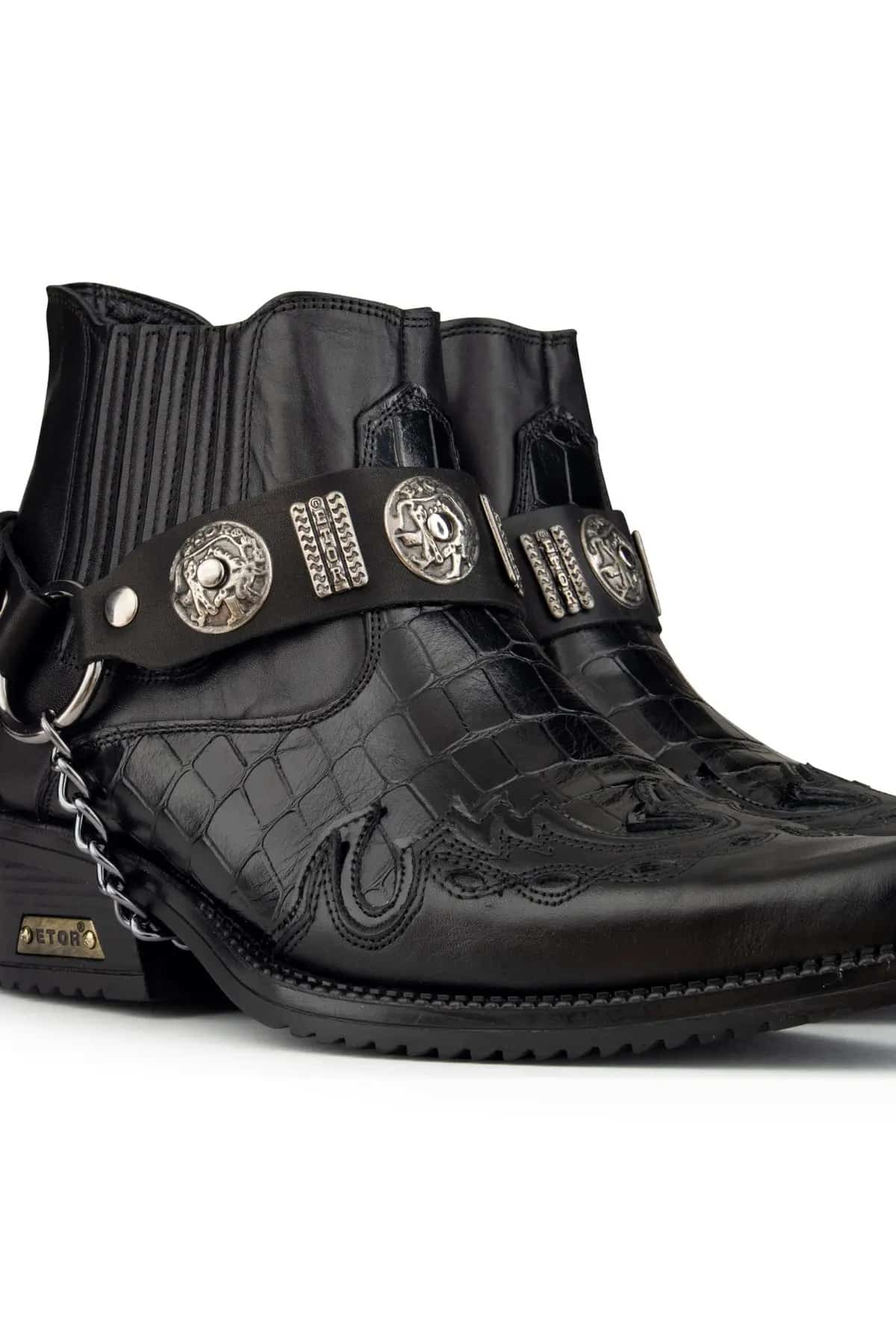 Mens Real Leather Cowboy Boots with Cuban Heel