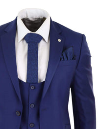Mens Royal Blue 3 Piece Wedding Suit