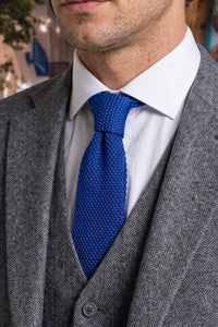 Königsblaue Strickkrawatte für Herren