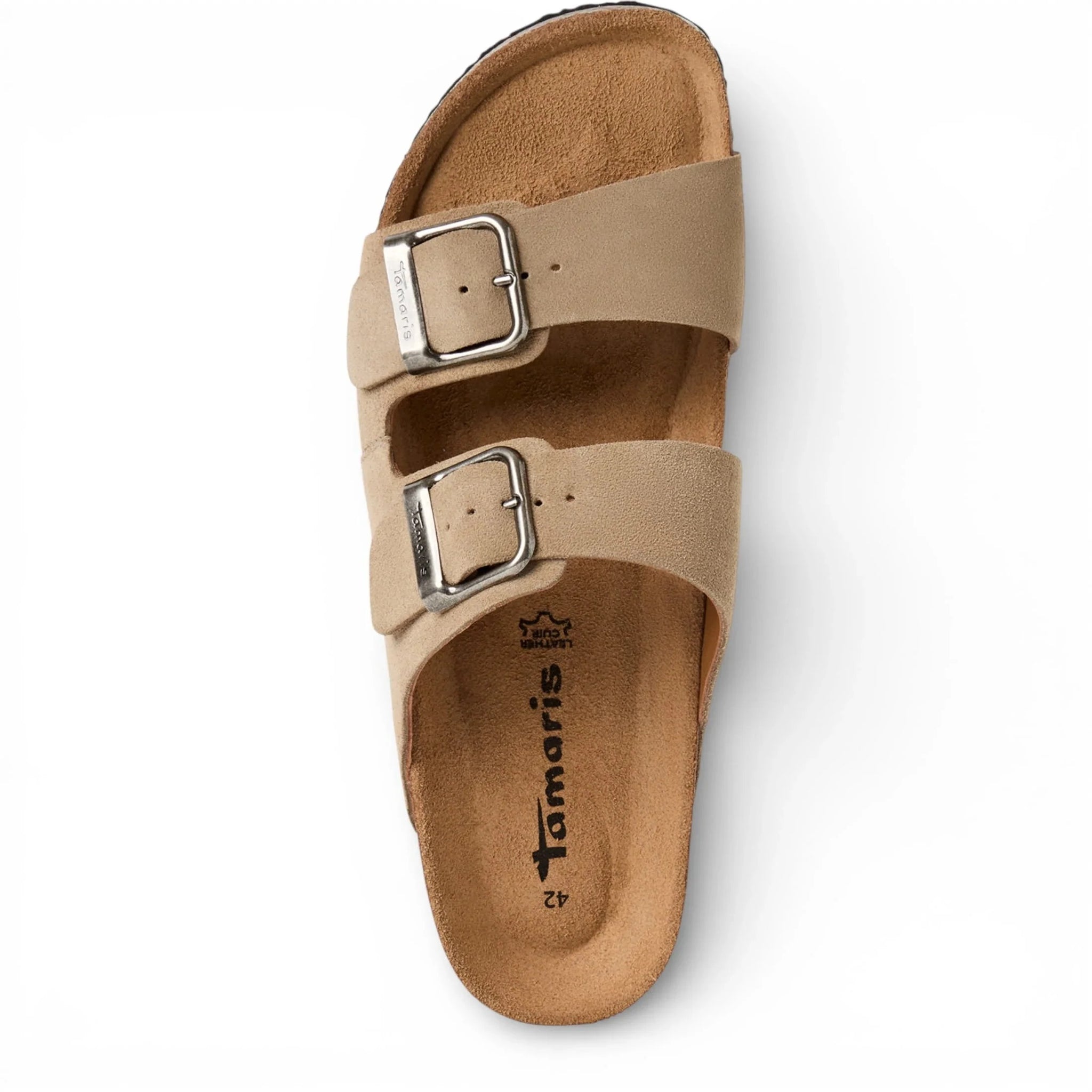 Herren-Sandalen aus sandbeigem Leder mit Fußbett zum Hineinschlüpfen