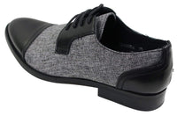Mens Smart Casual Laced Tweed & Leather Laced Shoes Vintage Retro