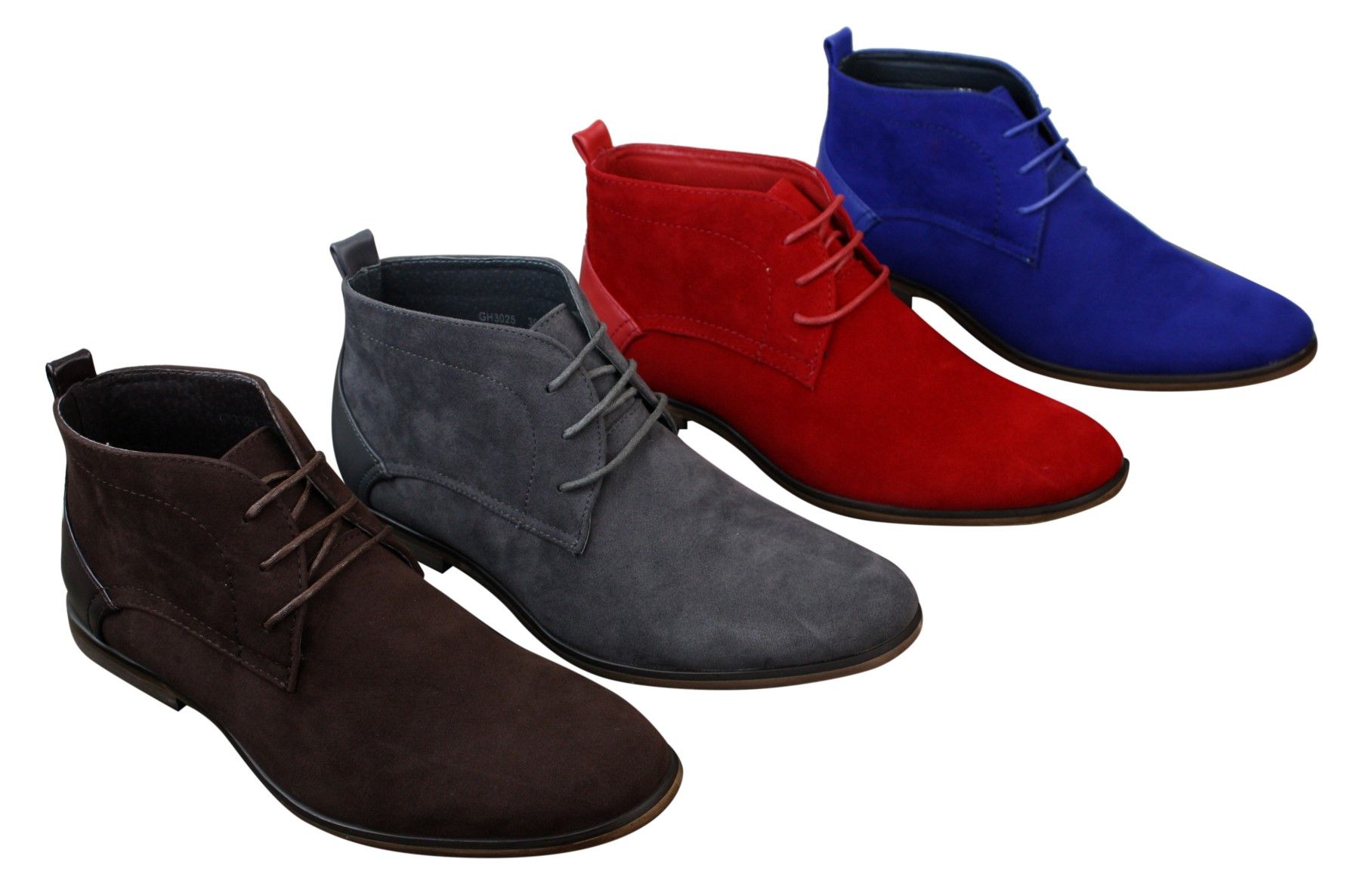 Mens Suede Desert Ankle Red Grey Brown Blue Boots Shoes Smart Casual Leather Laced