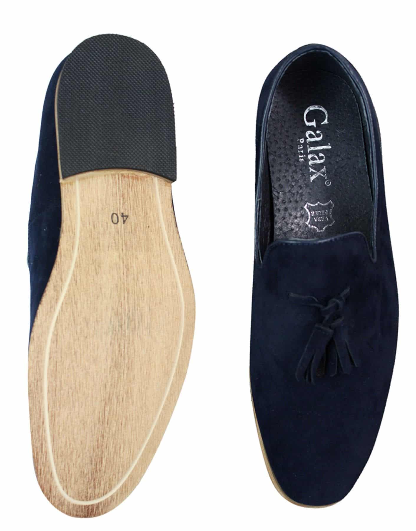 Mens Suede Loafers Driving Shoes Slip On Tassle Design Leather Line Black Comfort