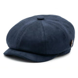 Klassischer Gatsby-Baker-Boy-Hut für Herren aus Wildleder im Vintage-Stil mit 8 Panels – Marineblau