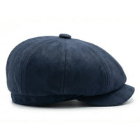 Klassischer Gatsby-Baker-Boy-Hut für Herren aus Wildleder im Vintage-Stil mit 8 Panels – Marineblau