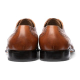 Herren-Oxfordschuhe aus hellbraunem Leder mit Kappe