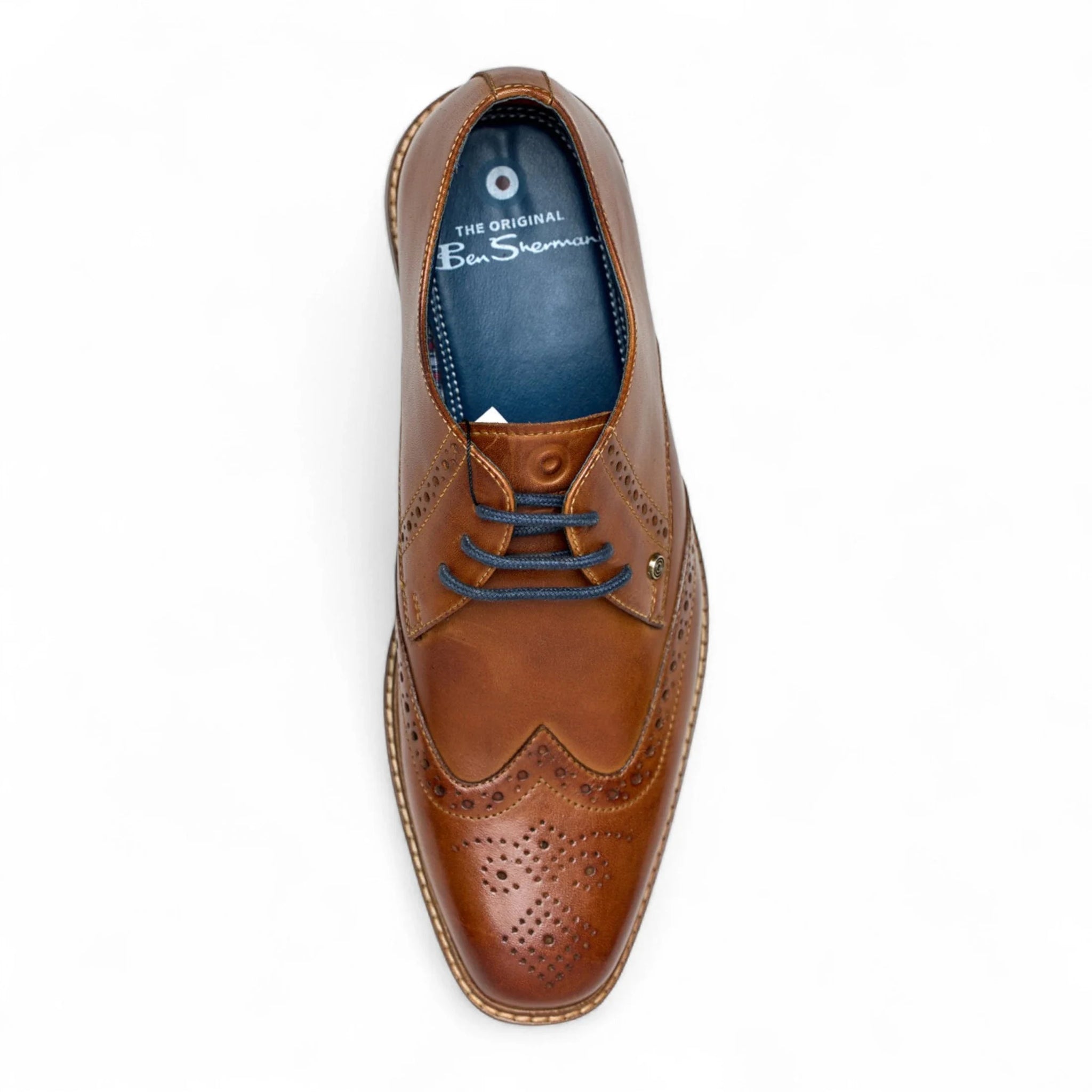 Herren-Oxford-Brogue-Schuhe aus hellbraunem Leder