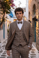Herrenfliege aus taupefarbenem Tweed