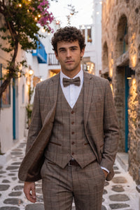 Herrenfliege aus taupefarbenem Tweed
