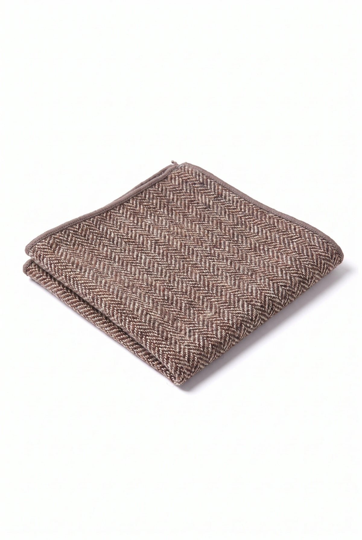 Einstecktuch für Herren aus taupefarbenem Tweed-Wollmischgewebe