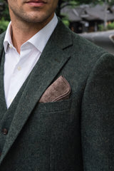 Einstecktuch für Herren aus taupefarbenem Tweed-Wollmischgewebe
