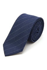 Herren-Set aus Krawatte und Taschentuch, Marineblau gestreift, STZ41, Einheitsgröße