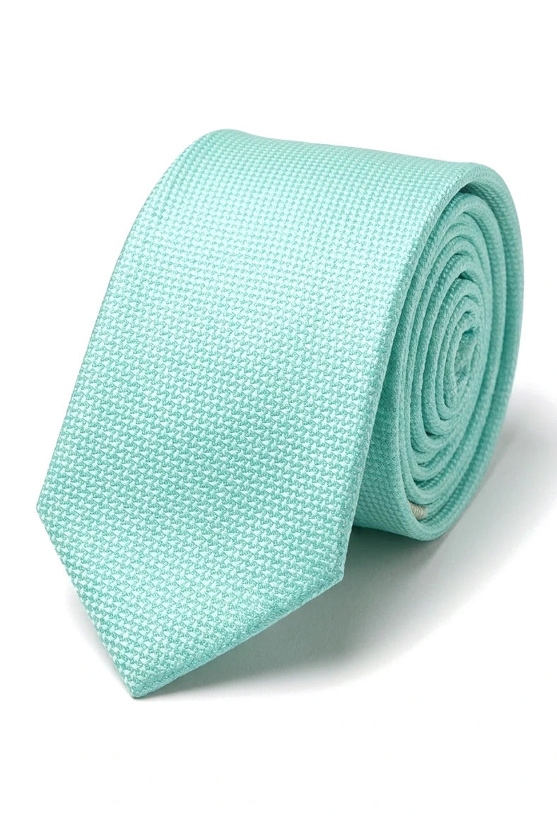 Herren Krawatte Einstecktuch Set Formelle Solide Krawatte - Mint