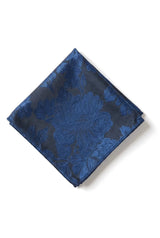 Herren Krawatte Einstecktuch Set Formelle Krawatte mit Blumenmuster - Marineblau