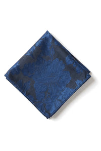 Herren Krawatte Einstecktuch Set Formelle Krawatte mit Blumenmuster - Marineblau