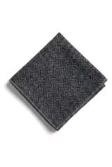 Herren Tweed Anthrazit Krawatte Taschentuch Set Klassisches Britisches Erbe Wolle Fischgrät