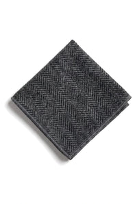 Herren Tweed Anthrazit Krawatte Taschentuch Set Klassisches Britisches Erbe Wolle Fischgrät