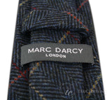 Mens Tweed Herringbone Textured Marc Darcy Ties Classic Vintage Retro Eton Navy Blue