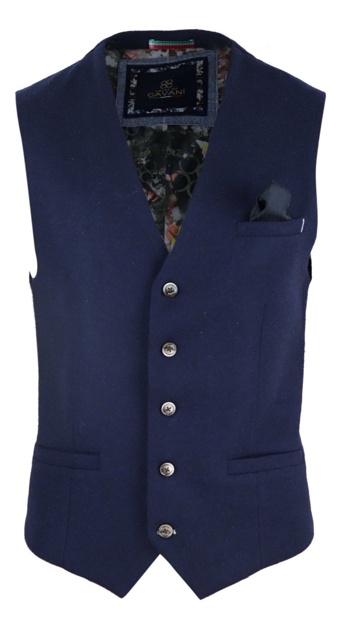 Mens Vintage Navy-Blue Waistcoat with Pocket Watch