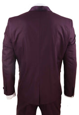 Mens Wine 4 Piece Shawl Lapel Suit