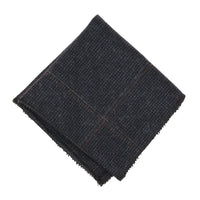 Herrenkrawatte aus Wollmischgewebe mit Fischgrätmuster und Tweed-Karo – Marineblau