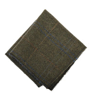 Herrenkrawatte aus Wollmischgewebe mit Fischgrätmuster und Tweed-Optik – Olivgrün