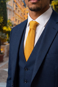 Gelbe Strickkrawatte für Herren