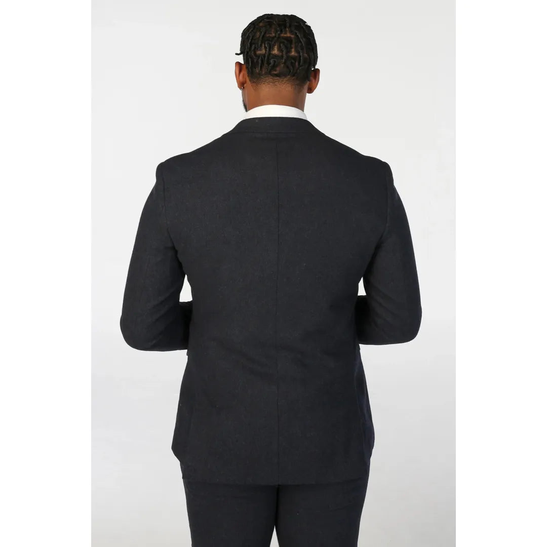 Oscar - Men's Navy Blue Wool Blend Tweed Blazer