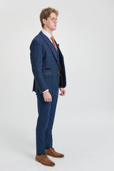 Scott Herrenanzug, dreiteilig, Tweed, kariert, blau