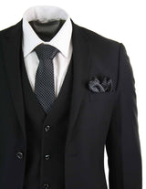 Paul Andrew Parker - Mens 3 Piece Black Tailored Fit Complete Suit Classic Door Man Mourning Funeral