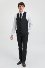 Paul Andrew Parker – Herrenanzug, 3-teilig, schwarz, maßgeschneidert, komplett, klassischer Türsteher, Trauer, Beerdigung